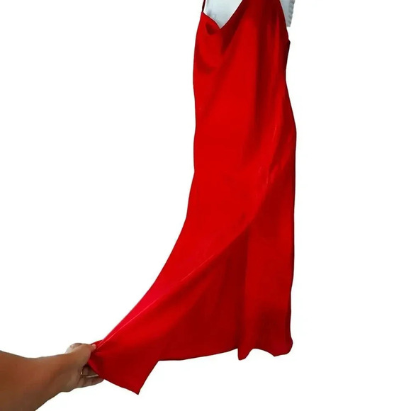 Paper Heart Red Satin Midi Slip Dress Party SZ M - Picture 5 of 9